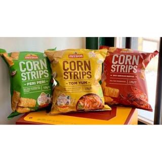 ข้าวโพดอบกรอบรสต้มยำ &amp; ทะเลพริกเสฉวน Mission Corn Strips (Tomyam &amp; Spicy Szechuan Seafood) 120g