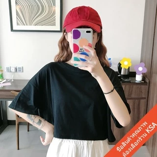 เสื้อครอปแขนสั้น💕เอวลอย💕oversize แบบใหม่สไตล์วัยรุ่นเกาหลี เสื้อครอป ท็อป 💕โชว์สะดือนิดๆ💕แฟชั่น ทรงสวย สีพื้น