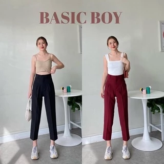 (𝟎𝟎𝟐) พร้อมส่ง🎒𝐁𝐀𝐒𝐈𝐂 𝐁𝐎𝐘🎒กางเกงทรงบอย8ส่วน ผ้าเปเป้A80ยืดหยุ่นกำลังดี กางเกงทำงานเอวสูงพรางหุ่นใส่สบาย ใส่ได้ทุกโอกาส