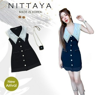 NITTAYA:เดรสสูทดำคอปก รุ่นนี้เป็นกระดุมหน้า(*สอบถามสต๊อกก่อนกดสั่งน๊า)