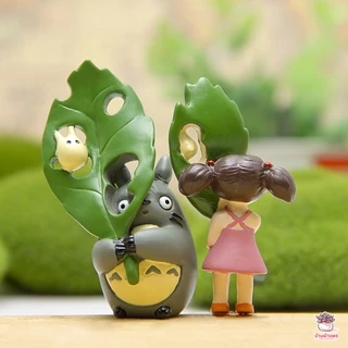 โตโตโร่ กับ ใบไม้มีรู [ เซต 2 ชิ้น ] ตุ๊กตาจิ๋ว โมเดลจิ๋ว แต่งสวน