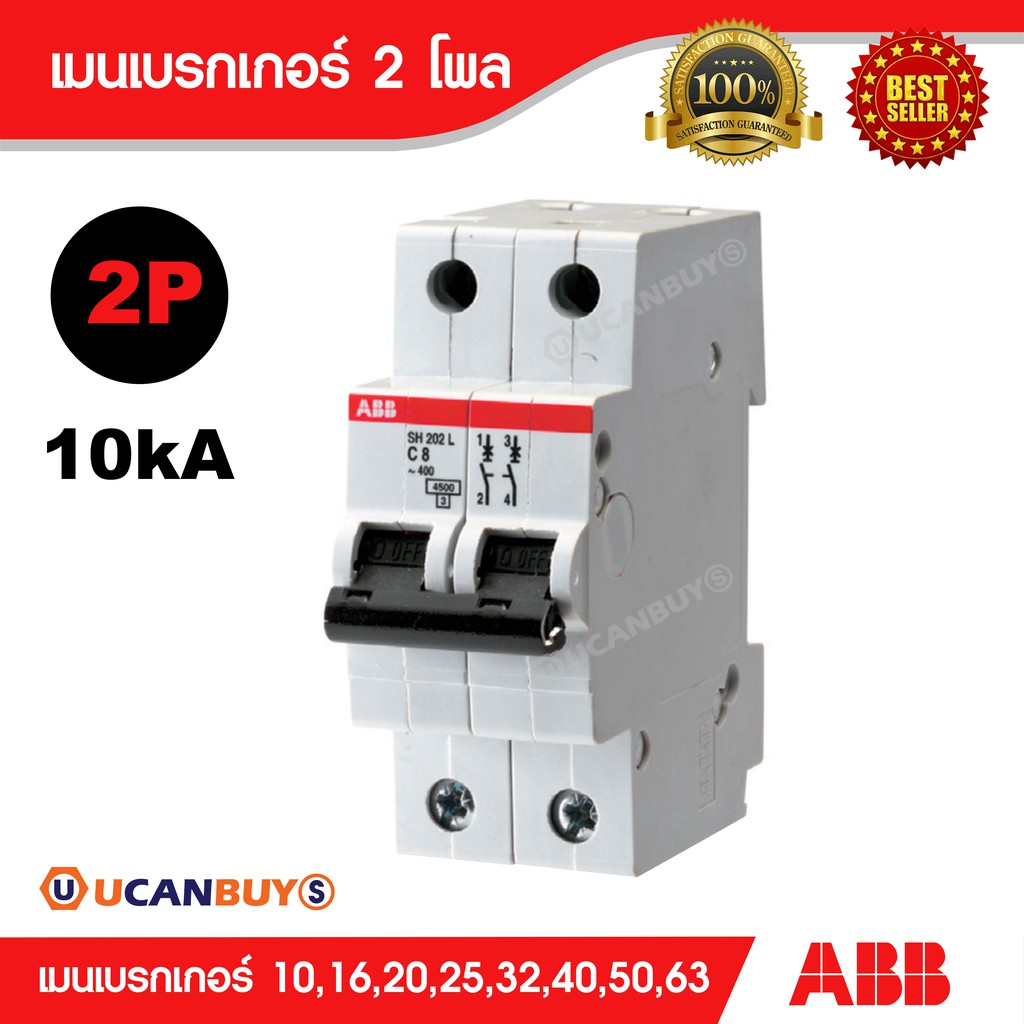 ABB เมนเบรกเกอร์ S202M-C10/16/20/25/32/40/50/63 แอมป์ 2P เหมาะกับสำหรับ ...