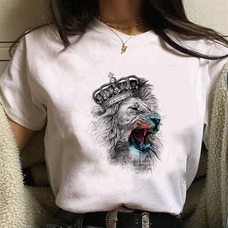 T-shirt  เสื้อยืด พิมพ์ลายกราฟิกการ์ตูนดิสนีย์ The Lion King สไตล์ฮาราจูกุ สําหรับผู้หญิงS-5XL