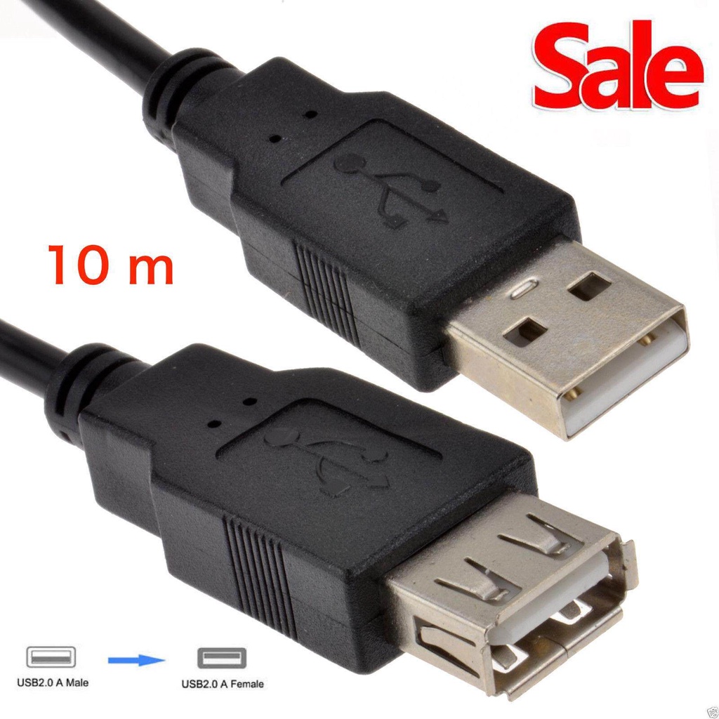 USB 2.0 Cable Extention M/F 10M (BLACK)