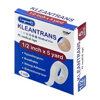 Longmed Kleantrans ลองเมด คลีนทรานซ เทปแต่งแผล แบบใส เทป เทปใส ไม่ระคายเคืองผิว ระบายอากาศได้ดี จำนวน 1 ม้วน