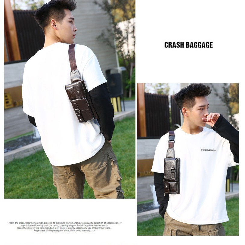 (W87) กระเป๋าคาดอกคาดเอว งานหนัง งานพรีเมี่ยม vgetbag