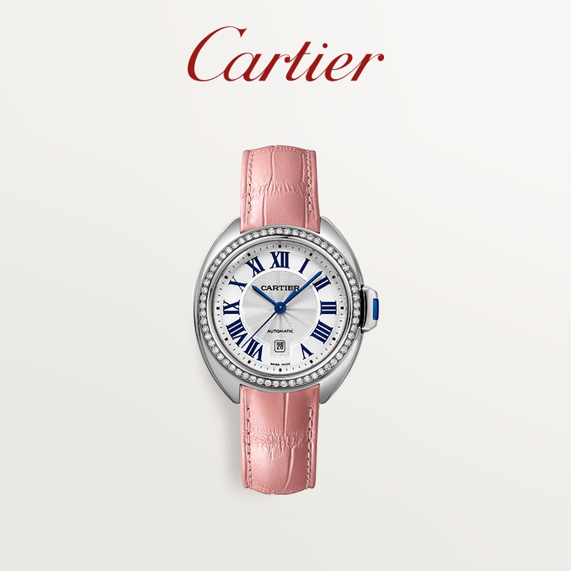 [Luxury Customization]Cartier Key Series Mechanical Watch Stainless Steel Diamond Leather Watch Strap Watch Us7B