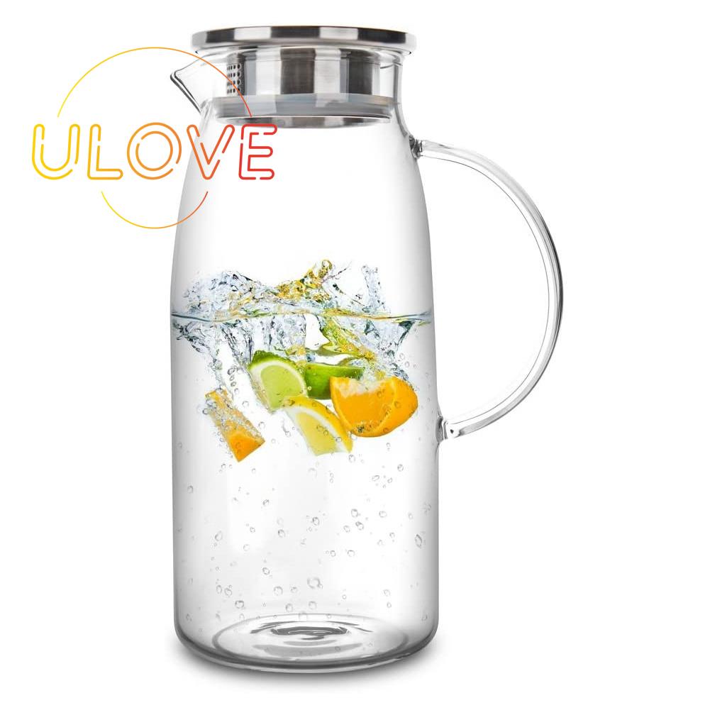 60 Ounces Glass Pitcher with Lid HotCold Juice and Iced Tea Kettle