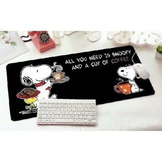 SNOOPY  COFFEE    แผ่นรอง คีย์บอร์ด รองคีย์บอร์ด keyboard ลาย    SNOOPY  COFFEE  B  สนูปปี้   ขนาด 30 x 70 cm  BY  PMYL