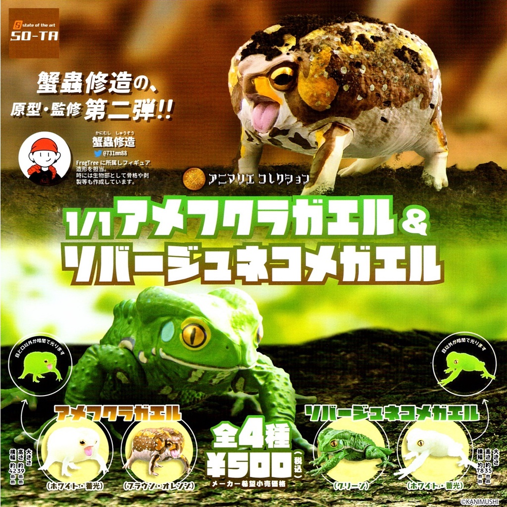 (เพิ่มครบชุดพร้อมส่ง) กาชาปองกบต้นไม้ Gashapon SO-TA Breviceps Adspersus & Waxy Monkey Tree Frog โมเดลสัตว์