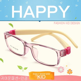 KOREA แว่นตาแฟชั่นเด็ก แว่นตาเด็ก รุ่น 8812 C-5 สีม่วงใสขาขาวข้อชมพู ขาข้อต่อที่ยืดหยุ่นได้สูง (สำหรับตัดเลนส์)