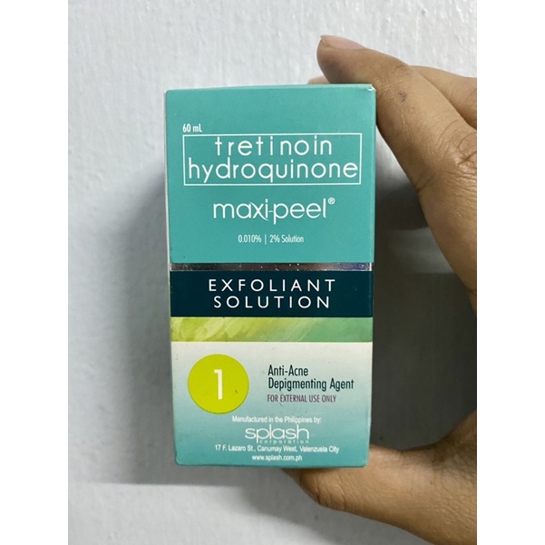 น้ำยาลอกผิวหน้า ลดหัวสิว จุดด่างดำ Maxi-Peel Exfoliant Solution สูตร 1 สิวน้อย 1-5 เม็ด (60ml) Tretinoin &amp; Hydroquinone