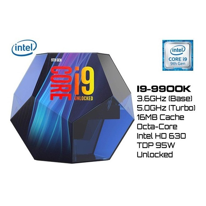 CPU (ซีพียู) INTEL 1151 CORE I9-9900K 3.6 GHz (WITHOUT CPU COOLER) Warranty 3 - y
