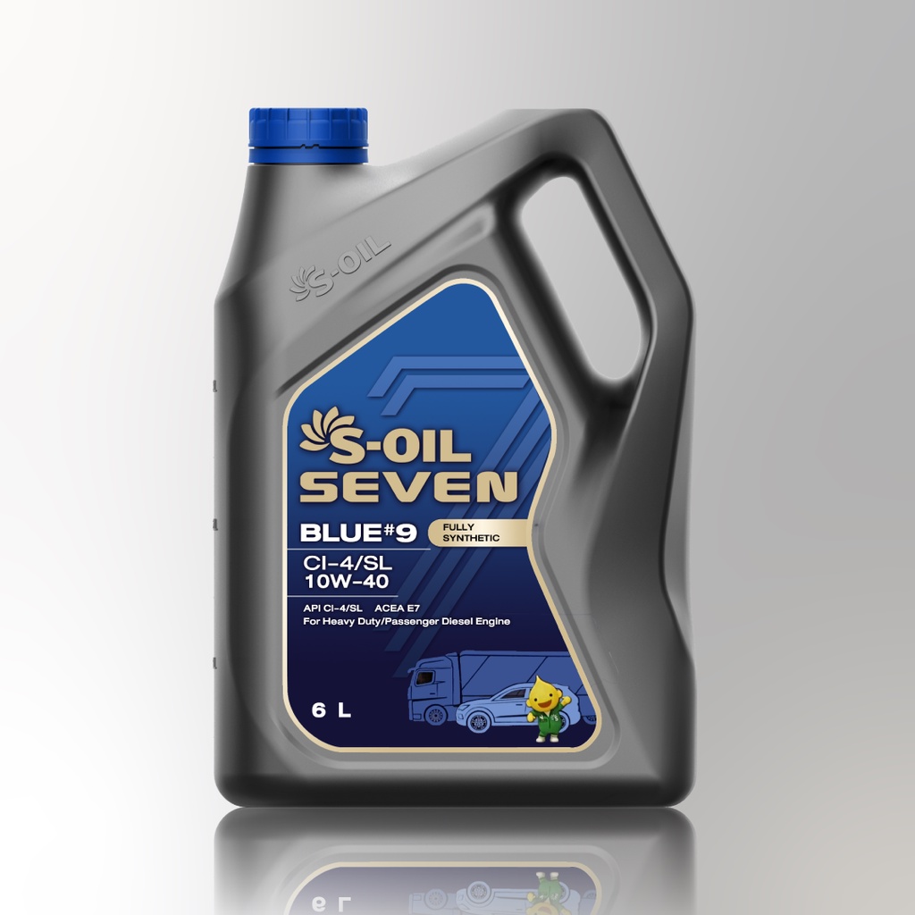 S-OIL 7 BLUE #9 CI-4/SL 10W40 น้ำมันเครื่องดีเซลงานหนัก สังเคราะห์แท้ 100% ฟรีเสื้อ S-OIL 7