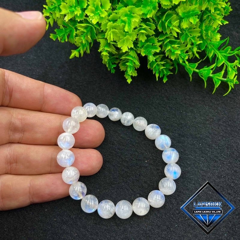 Natural White Rainbow Moonstone Round Beaded Bracelet 6 mm 8 mm 10 mm size Beaded Bracelet available