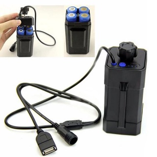 เคสกล่องใส่แบตเตอรี่ 4x 18650  8.4V DC&amp;USB Plug  กันน้ำ สำหรับไฟหน้าจักรยาน(ไม่รวมแบตเตอรี่)
