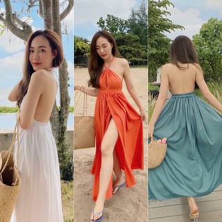 (C3) ชุดเดรสยาวสุดแซ่บ มีเชือกคล้องคอ งานปังชุดไปทะเล🌴🔥ส่งไวพร้อมส่ง