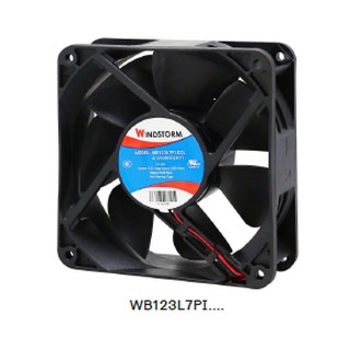 Windstorm 4.5" ต่อตรง พัดลมระบายความร้อน 12Vdc และ 24Vdc Axial Fan Ball Bearing Type 120x120x38mm.