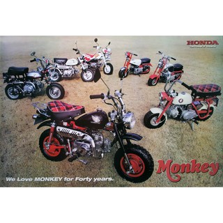 โปสเตอร์ รูปถ่าย รถมอเตอร์ไซค์ ฮอนด้า HONDA Monkey Bike POSTER 24”X35” Inch JAPANESE Mini Motorbikes V2