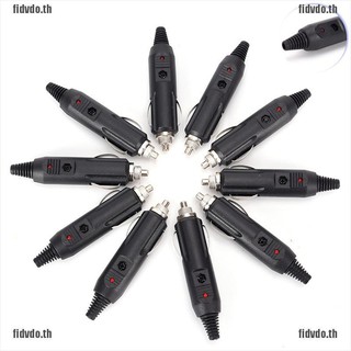 fth 12 v male ปลั๊กซ็อกเก็ตจุดบุหรี่ในรถยนต์+ฟิวส์สีแดง led th 5 ชิ้น/ชุด