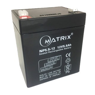 Battery Ups 12V 5.5Ah แบตเตอรี่ยูพีเอส แบตเตอรี่เครื่องสำรองไฟแบบแห้ง 12V 5.5Ah Matrix