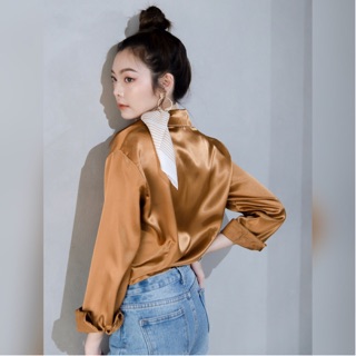 Glamorous Gold Japanese Satin Shirt