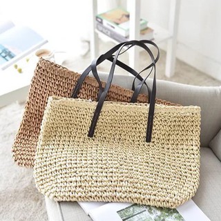 Salenerd กระเป๋าสาน Tote Beah Bag สายสะพายหนัง F089