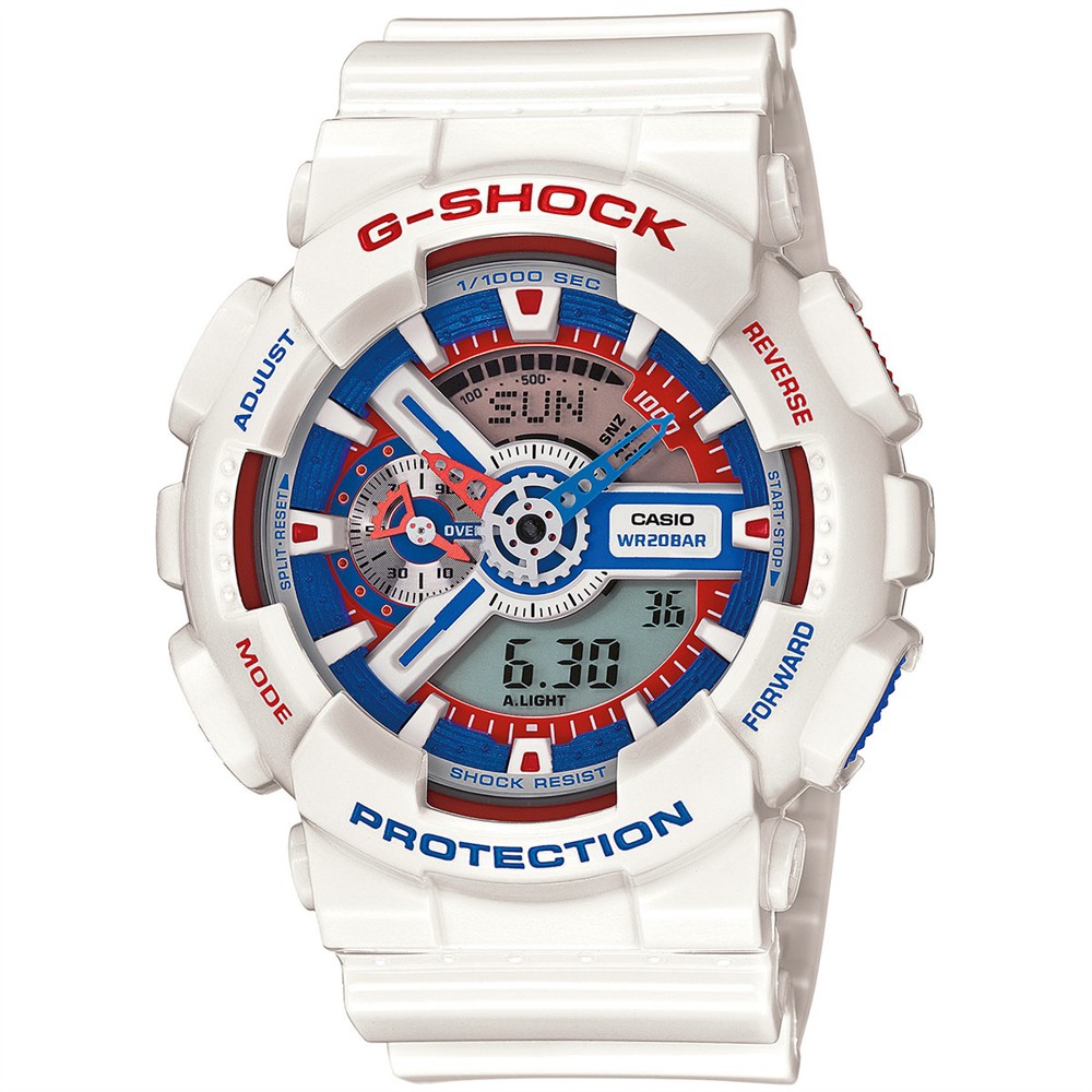 Casio G-Shock นาฬิกาข้อมือผู้ชาย สีขาว สายเรซิ่น รุ่น GA-110TR-7A