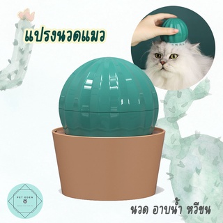 แปรงนวดสัตว์เลี้ยง แปรงนวดแมวแคตตัส หวีขนแมว อาบน้ำแมว แปรงนวด Cactus Pet Brush