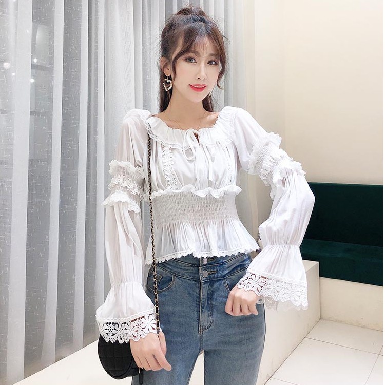 Korean Off-Shoulder Lace Top main image 0