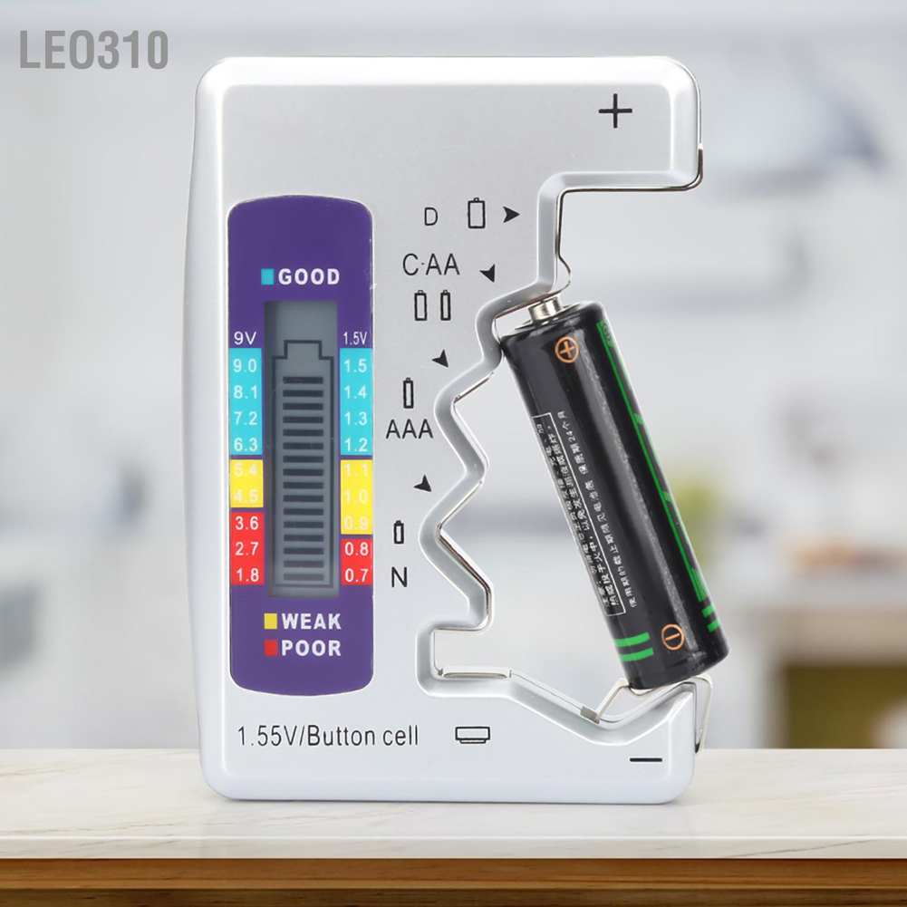 Leo310 เครื่องตรวจสอบความจุของแบตเตอรี่ แบบดิจิตอล 90 x 60 มม.