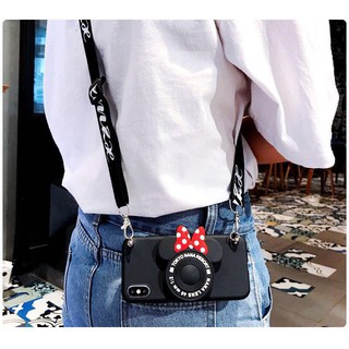 Huawei Y9S Y7a Y8p Y7p Y6p Y5p Y9 Y7 Prime Y6 Pro 2019 2018 Nova 7i 5T 3 3i 4 2 P30 P40 Lite Soft TPU Minnie Stand Holder Shoulder Strap Case