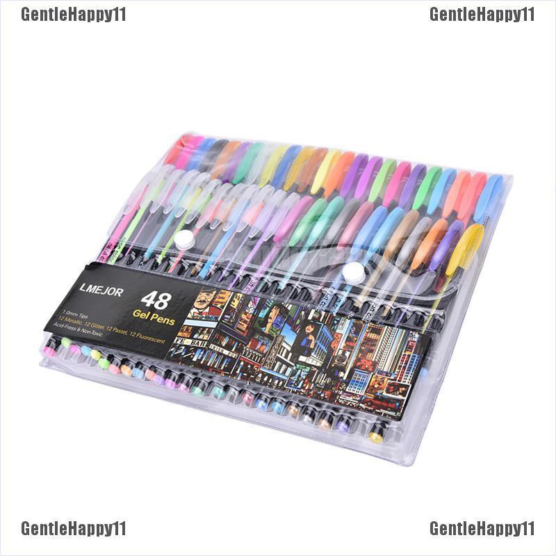 GENTLE「48pcs Fluorescent Gel Ink Pen Refills Watercolor Brush ...