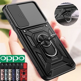 เคสโทรศัพท์มือถือ ซิลิโคนนิ่ม ป้องกันเลนส์ กันกระแทก หรูหรา 360 สําหรับ Oppo Reno 6 5G Reno 5 A3S A5S A16 A54 A74 A93° ขาตั้งแหวนโลหะ หมุนได้