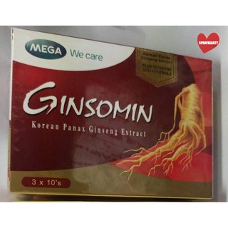 (2 แถม 1) Mega We Care Ginsomin (30 capsules) จินโซมิน (🔥ถูกตาแตกแม่🔥)