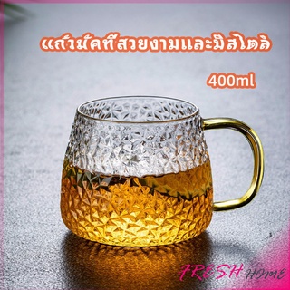 ถ้วยแก้วน้ำชา ชงกาแฟ  มีหูจับ  ทนต่ออุณหภูมิสูง  glass cup