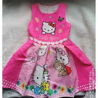 เดรสพิมพ์ลายคิตตี้ สีชมพู  *** 270 ฿  size : 100(2-4y) / 130(6-8y)