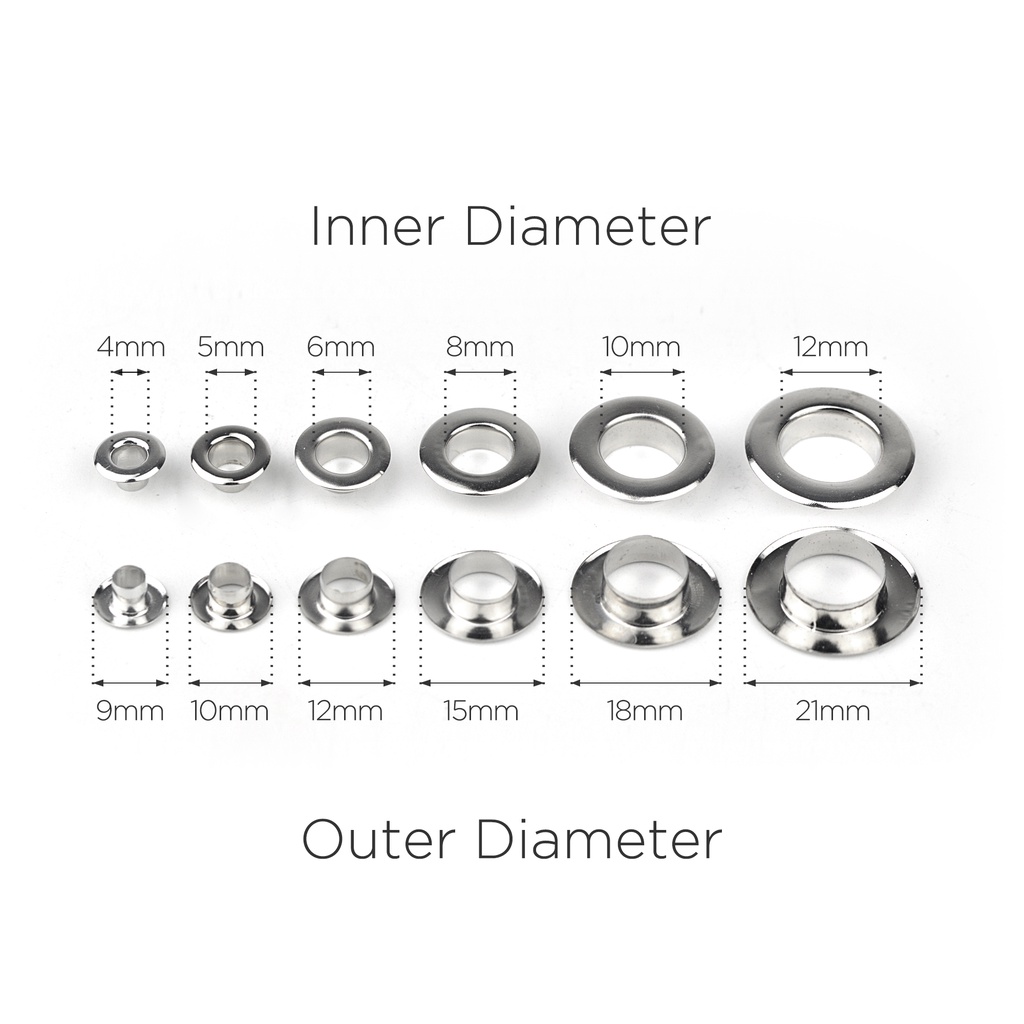แบนหน้าแปลน Grommets ตาไก่พร้อมเครื่องซักผ้า fit หนังหัตถกรรมกระเป๋ารองเท้าเข็มขัดหมวก 4/5/6/8/10/12 มม.