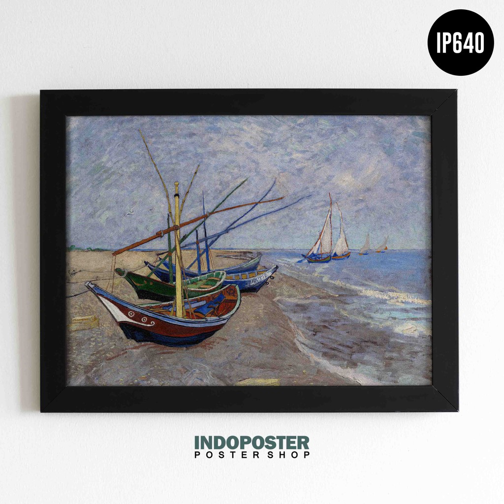 โปสเตอร์ภาพวาดที่มีชื่อเสียงคลาสสิก - Vincent Van Gogh - เรือตกปลาบนชายหาด, 1888 50x40 ซม.
