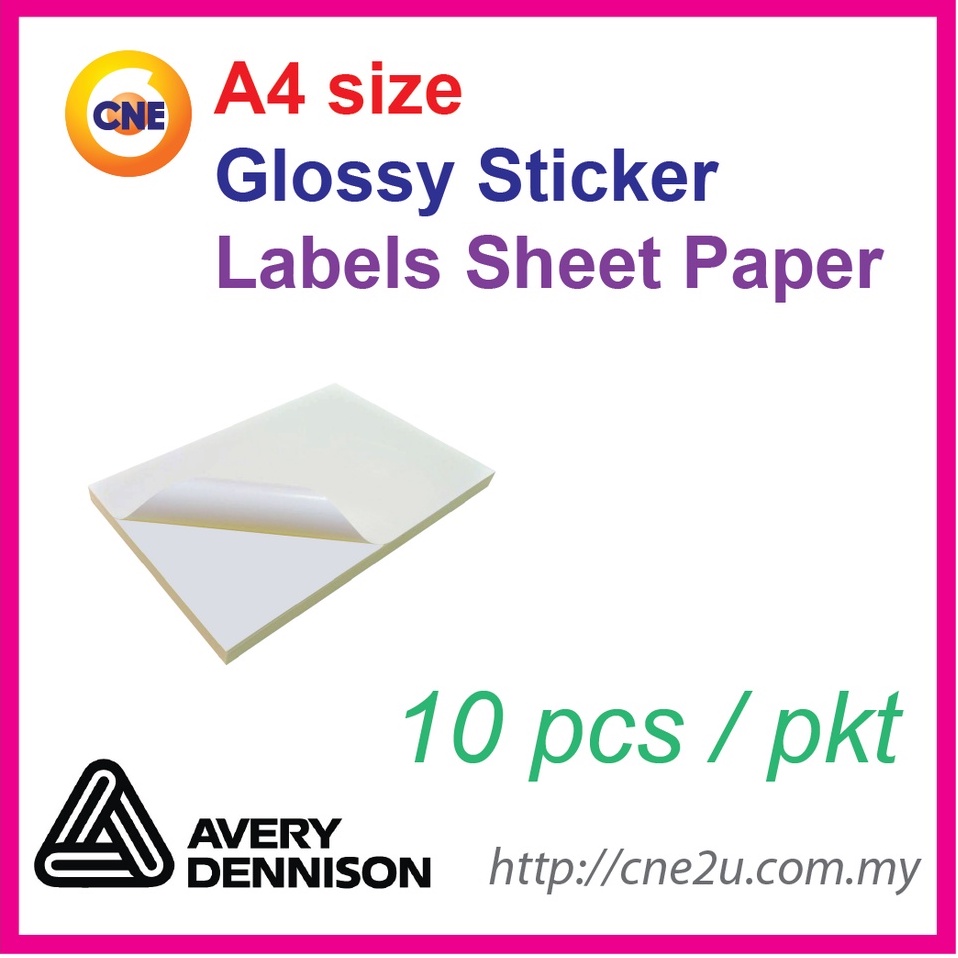 Avery Dennison Fasson A4 Size Glossy Sticker Labels Sheet Paper (เกรด A) Mirrorcoat Sticker [สําหรับ