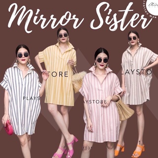 📌ทักก่อนสั่ง📌เดรสเชิ้ตลายทาง ทรงเบสิค oversize อก50” Mirror