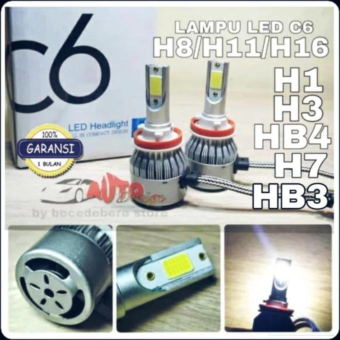 ไฟ LED รถเทอร์โบ C6 - H1 H3 H7 H8 H11 H16 HB3 HB4 HIR2 auto-d33 คุณภาพดี