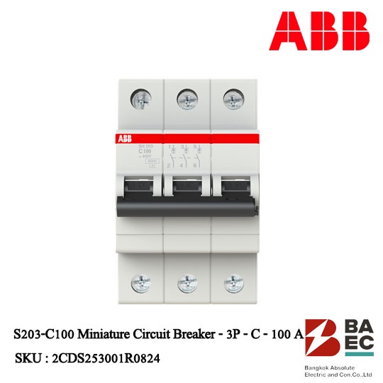 ABB S203-C100 เซอร์กิตเบรกเกอร์ 100 Amp 3P 6KA | Shopee Thailand