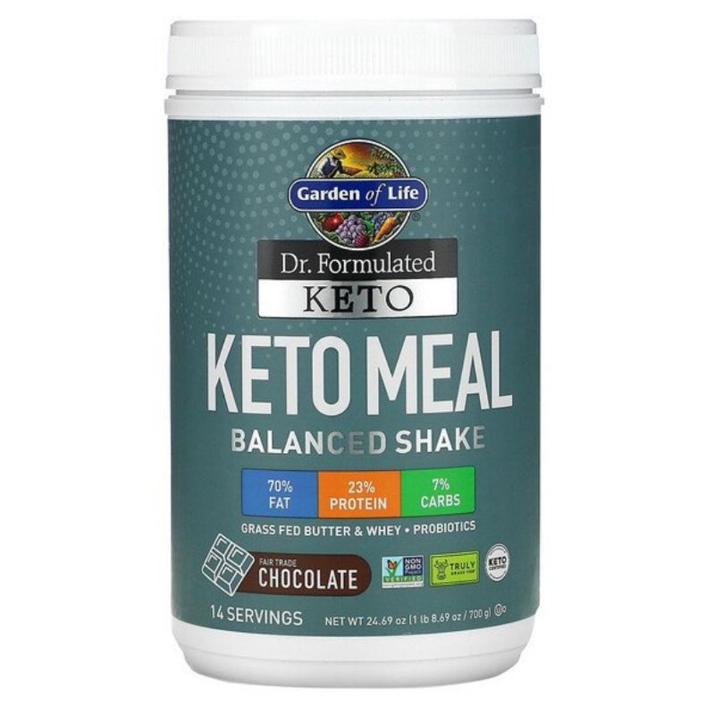 Garden of Life, Dr. Formulated Keto Meal Balanced Shake, Chocolate, 1.54 lbs (700 g)
