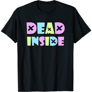 เสื้อยืดผ้าฝ้ายพรีเมี่ยม เสื้อยืด แบบนิ่ม ลาย Kawaii Pastel Goth DEAD INSIDE สําหรับผู้ใหญ่