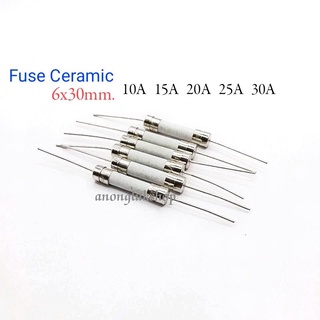 ฟิวส์เซรามิกหางหนู(มีขา) ขนาด 30มิล (6x30mm.)  10A 15A 20A 25A 30A  1ตัว