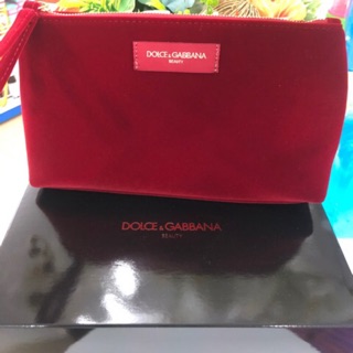 พร้อมส่ง!! ของแท้ กระเป๋าเครื่องสำอาง ทรงคลัทช์ Dolce &amp; Gabbana Beauty "Red Velvet" Makeup Bag Cosmetic Pouch