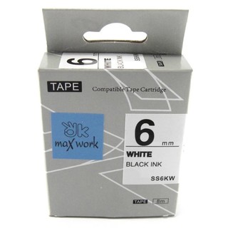 เทปพิมพ์อักษร Ok Maxwork 6 Mm. Epson LC-2WBN รุ่น SS6KW (พื้นสีขาวตัวอักษรสีดำ)