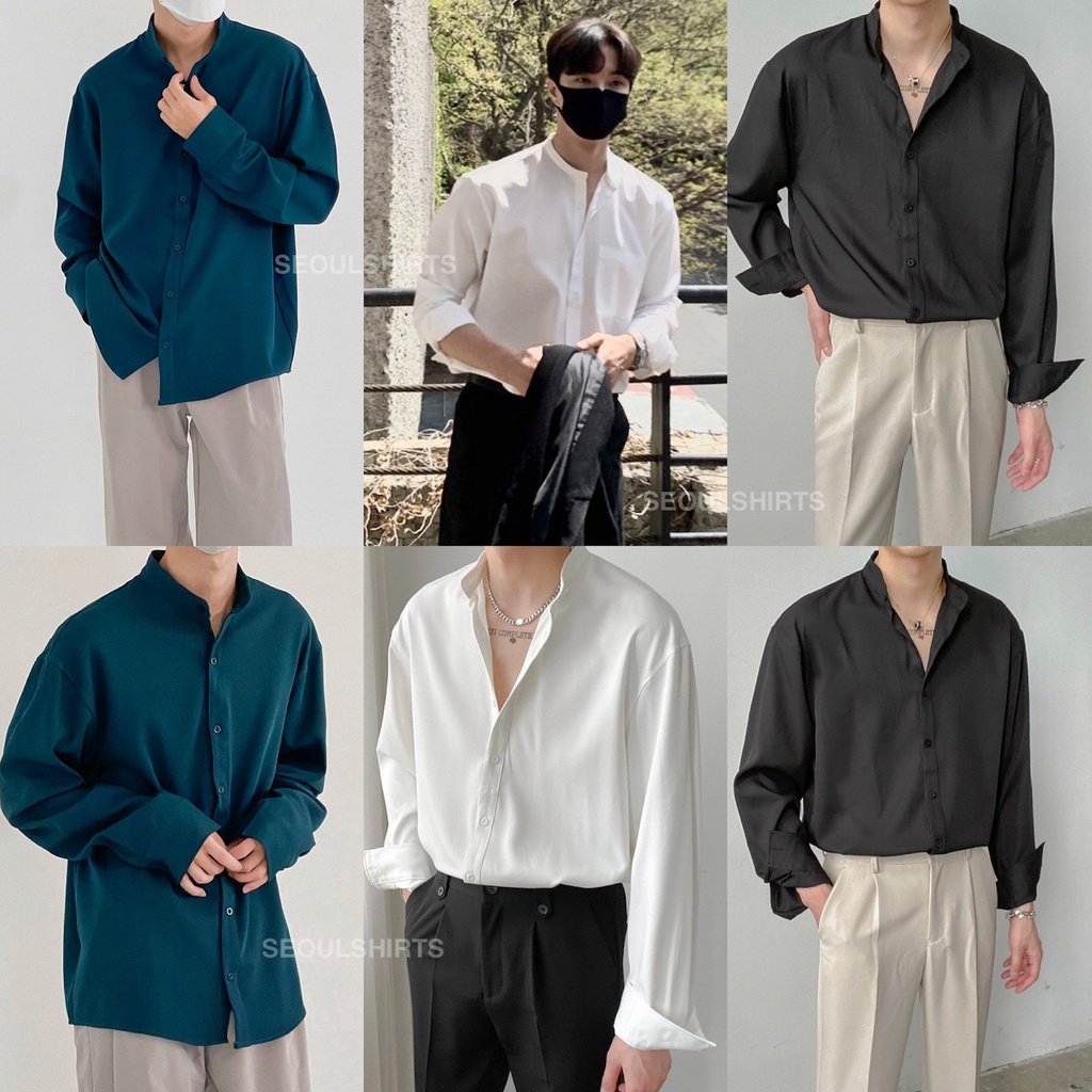 S10: เสื้อเชิ้ตคอตั้ง แขนยาว สไตล์เกาหลี มีไซซ์ M L XL 2XL ผ้านิ่ม ใส่สบาย ยับยาก ผ้าไม่ร้อน