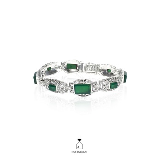 Haus of Jewelry - Gasby Green Bracelet สร้อยข้อมือหินกรีนอาเกต